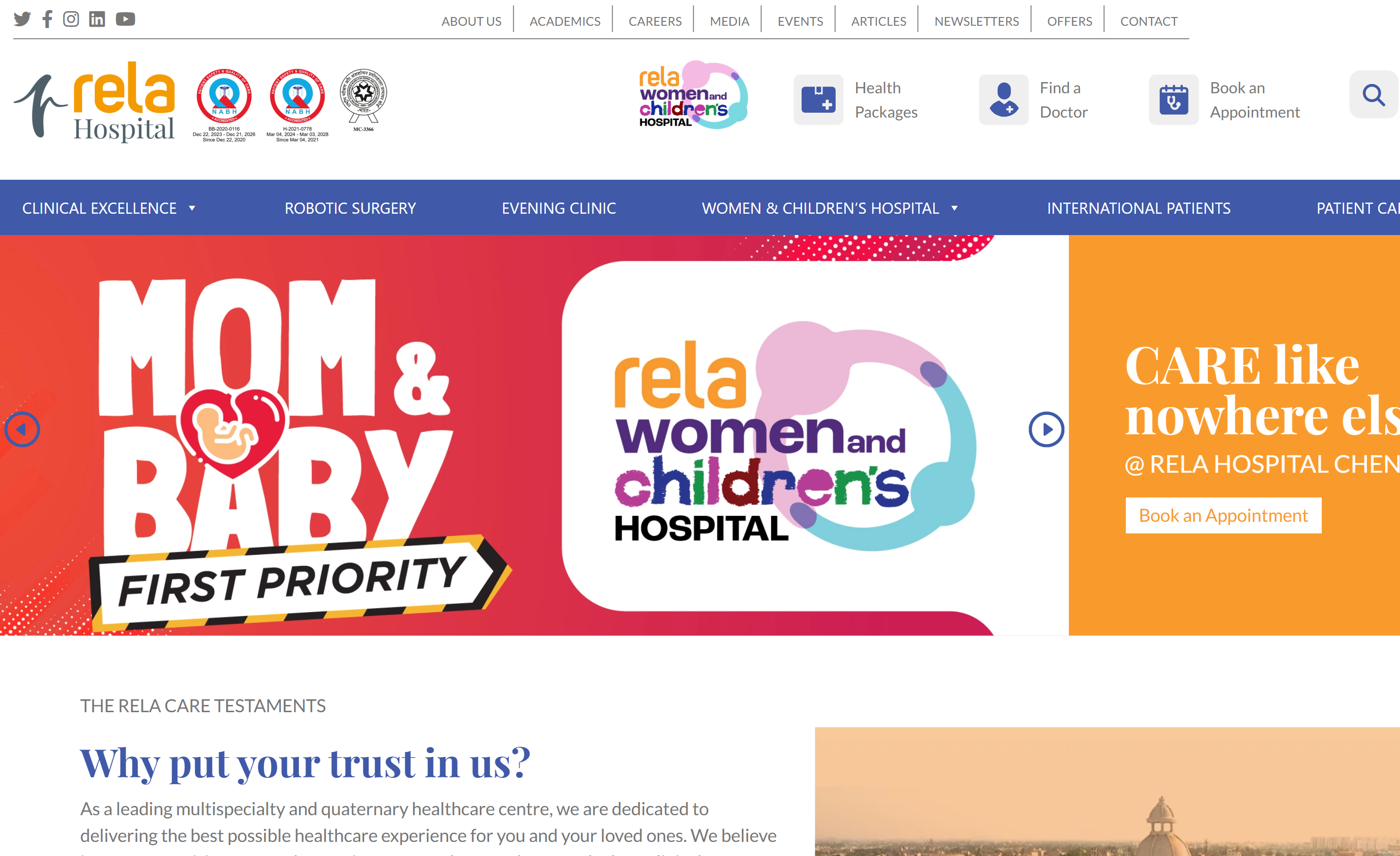 Rela Hospital — Multispecialty Patient Care & Enquiry Platform